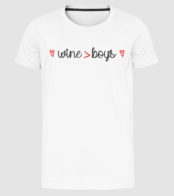 Wine and boys model alb pe tricou