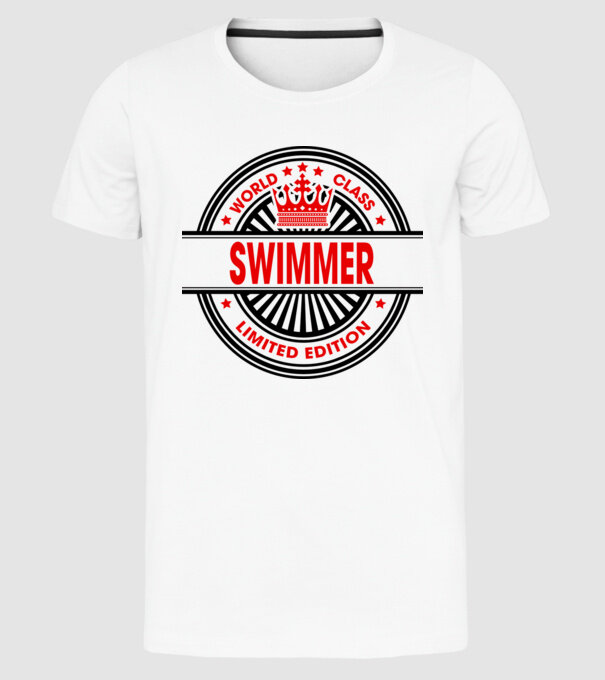 World class ÎNOTĂTOR model alb pe tricou