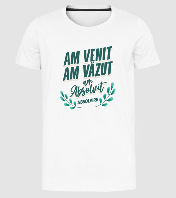 Absolvire model alb pe tricou