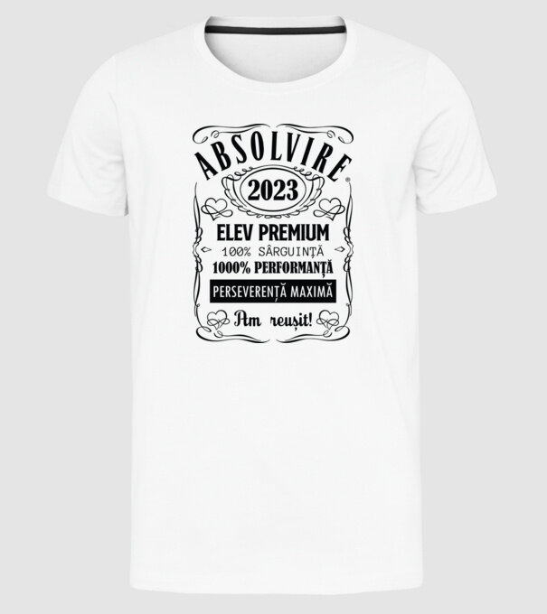 Absolvire Premium model alb pe tricou