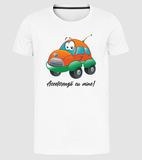 accelerează cu mine model alb pe tricou