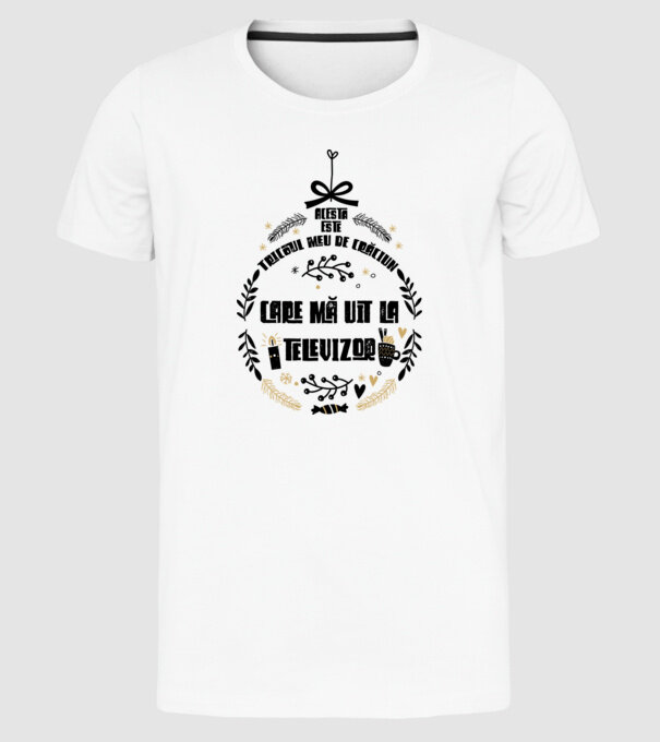 acesta este tricoul meu de Crăciun_care ma uit la televizor model alb pe tricou