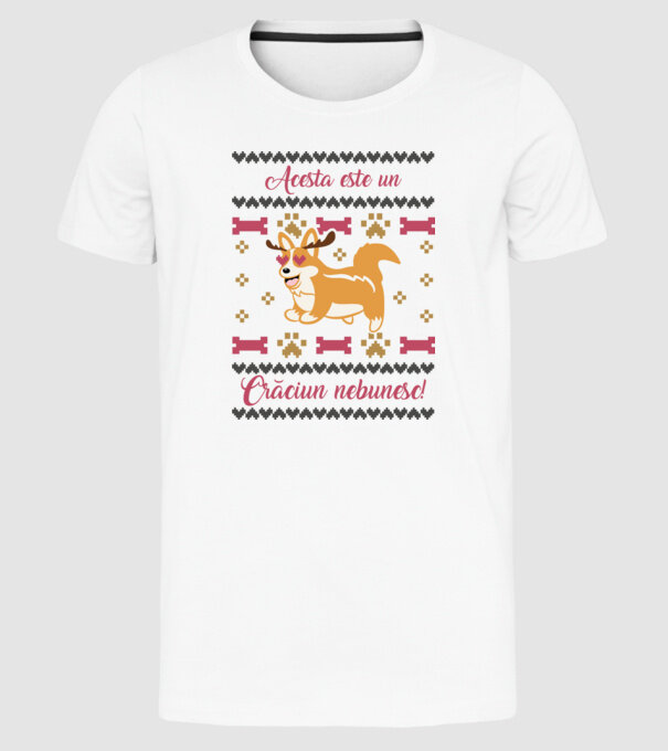 acesta este un Crăciun nebunesc model alb pe tricou