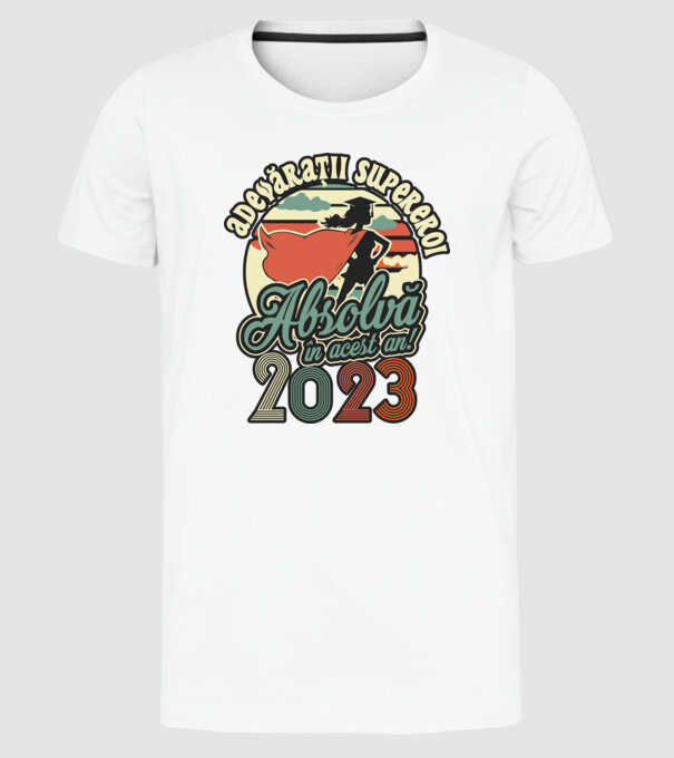 Adevărații supereroi model alb pe tricou