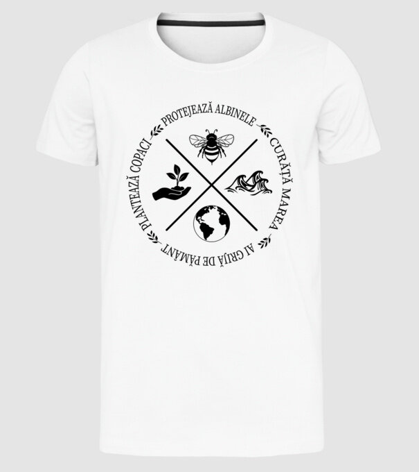 Ai grijă de Pământ model alb pe tricou