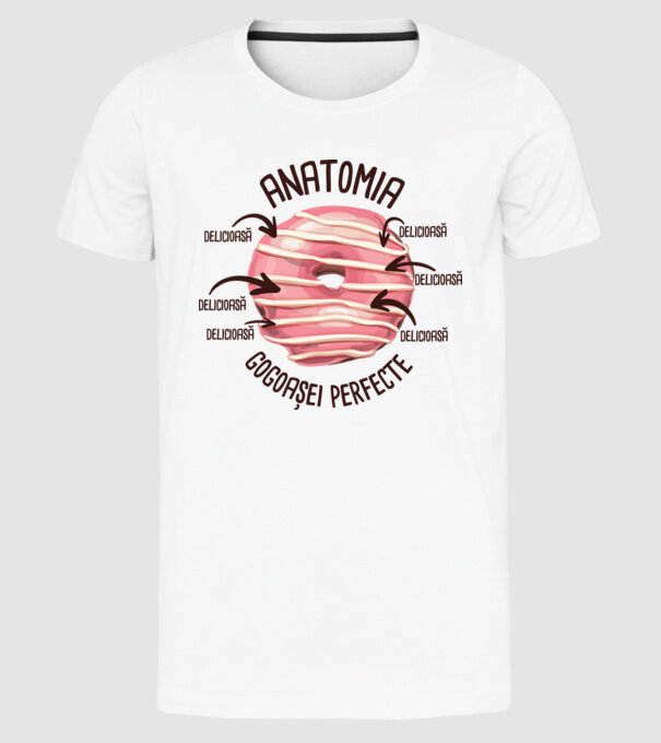 anatomia gogoașei perfecte: delicioasă model alb pe tricou
