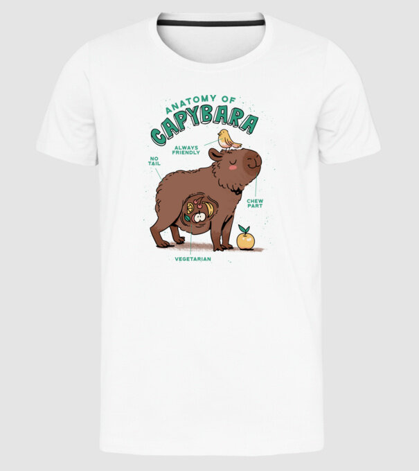 Anatomy of Capybara model alb pe tricou