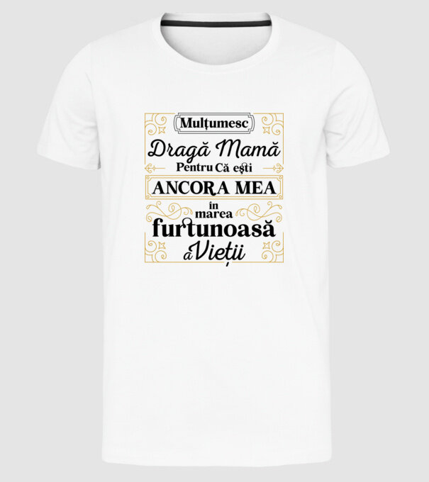 Ancora mea model alb pe tricou