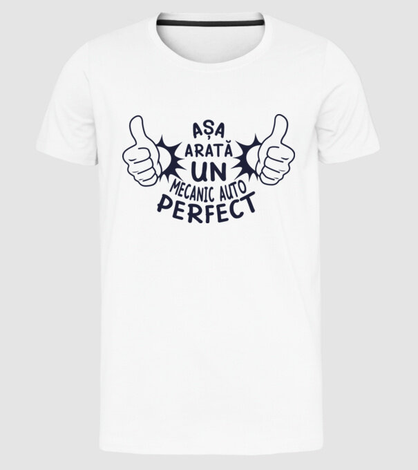 Așa arată un mecanic auto perfect model alb pe tricou