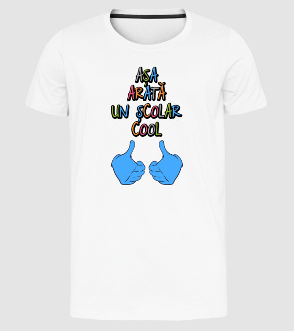 așa arată un școlar cool model alb pe tricou