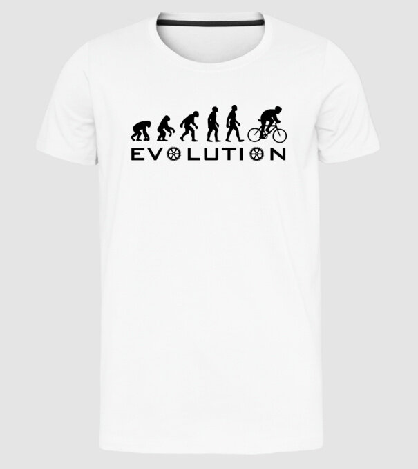 Bike evolution model alb pe tricou