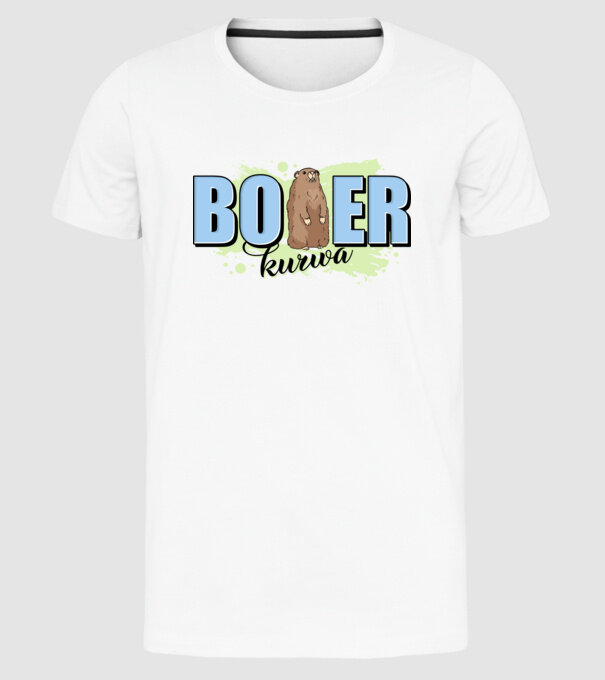 Bober Kurwa model alb pe tricou