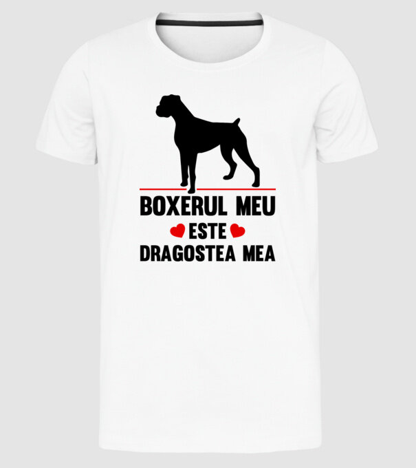 boxerul meu este dragostea mea model alb pe tricou