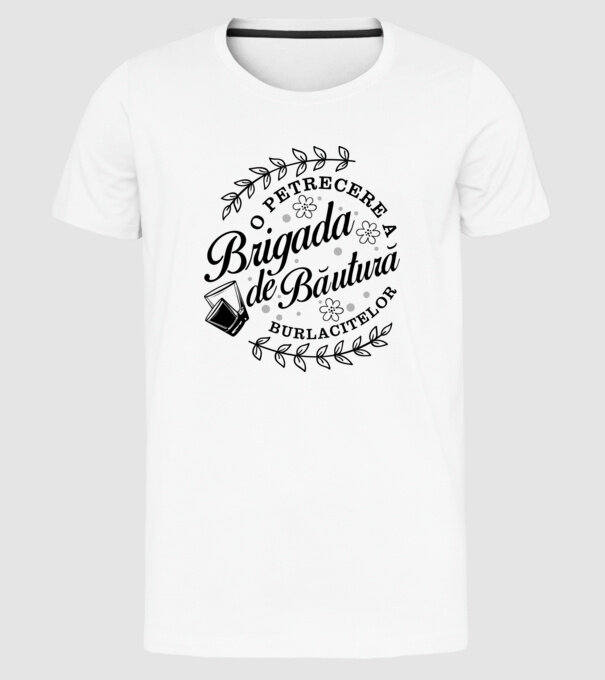 Brigada de băutură model alb pe tricou