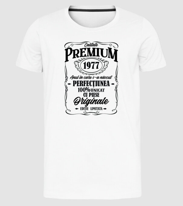 calitate premium -1977 - anul în care s-a născut - perfecțiunea - 100% unicat, cu piese originale, ediție limitată model alb pe tricou