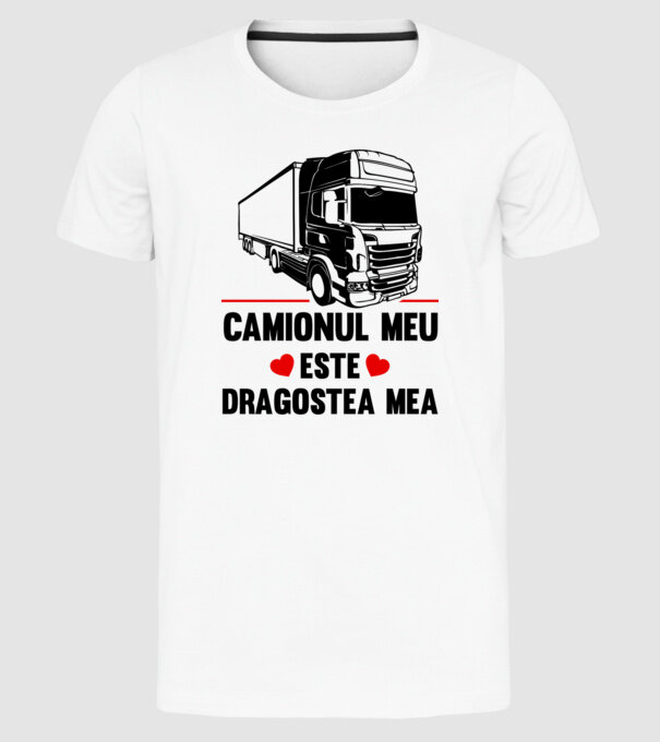 camionul meu este dragostea mea model alb pe tricou