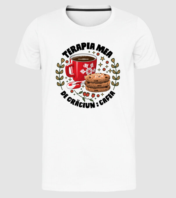 Cană de cafea de Crăciun model alb pe tricou