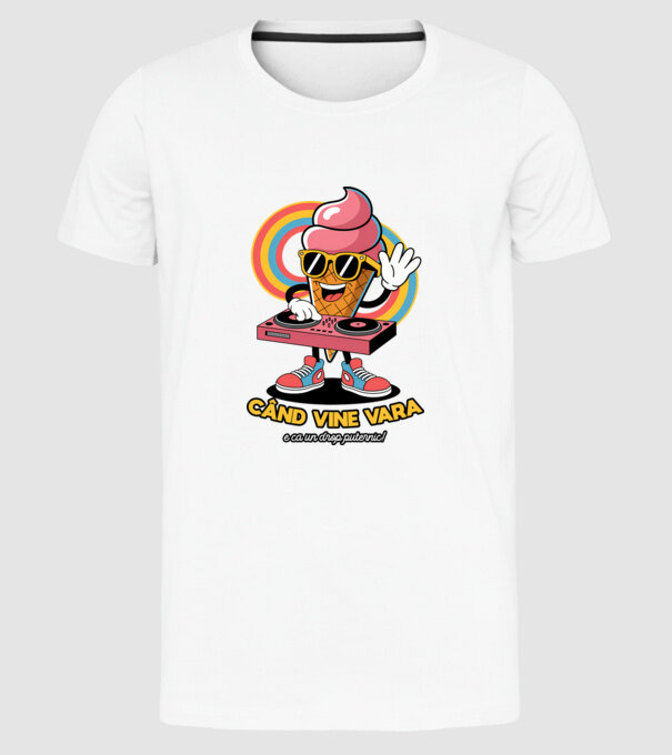 Când vine vara, e ca un drop puternic! model alb pe tricou