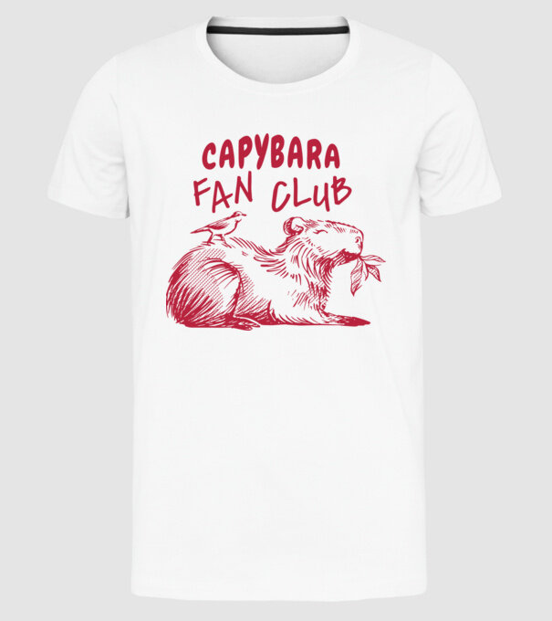 Capybara fan club model alb pe tricou