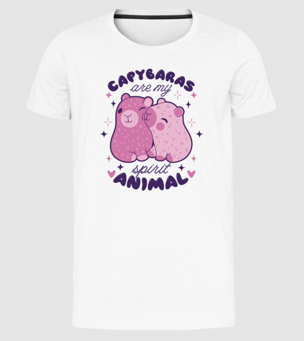 Capybaras are my spirit animal model alb pe tricou