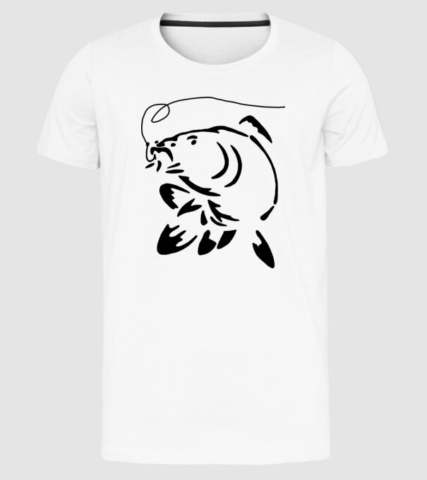 Carp model alb pe tricou