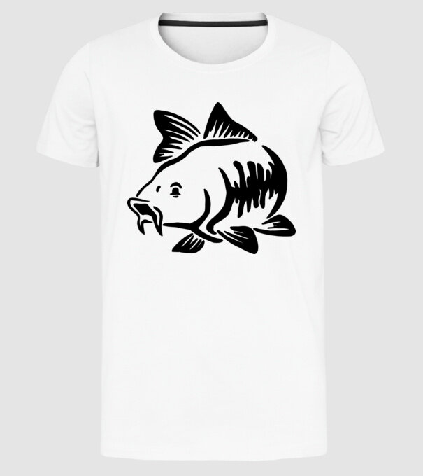 Carp model alb pe tricou