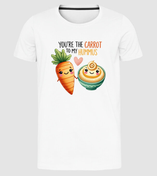 Carrot to my Hummus model alb pe tricou