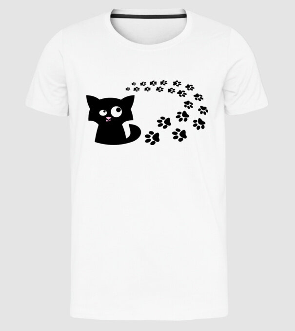 Cat model alb pe tricou