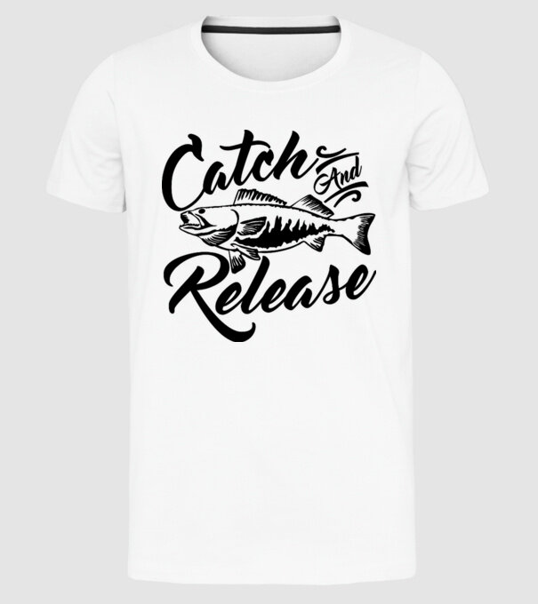 Catch and release model alb pe tricou
