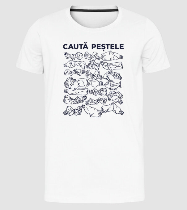 Caută peștele model alb pe tricou