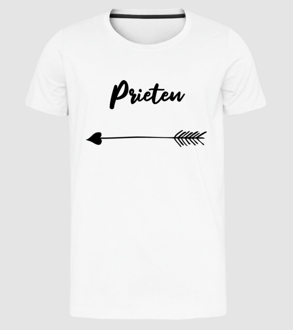 prieten model alb pe tricou
