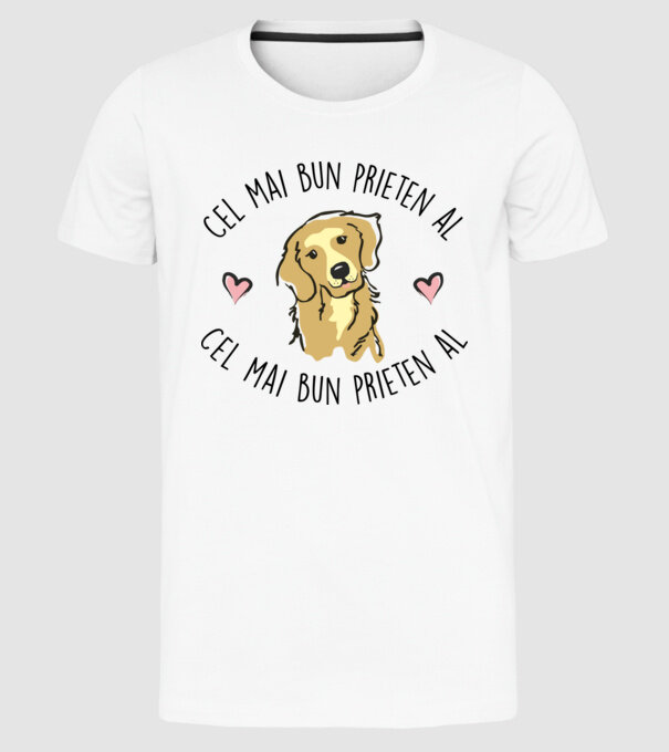 Cel mai bun prieten al meu este un golden retriever model alb pe tricou