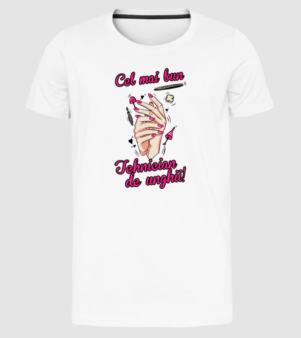 Cel mai bun tehnician de unghii model alb pe tricou