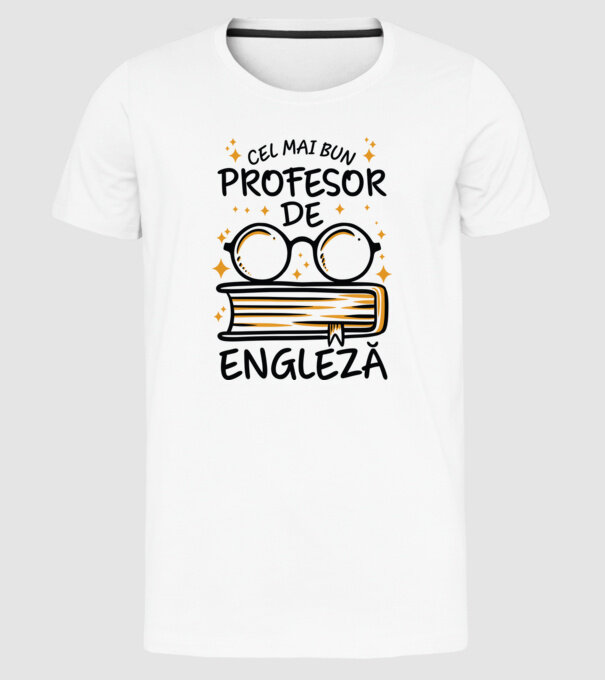 Cel mai profesor engleză model alb pe tricou