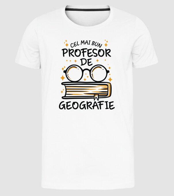 Cel mai profesor geografie model alb pe tricou