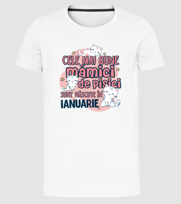 Cele mai bune mămici de pisici ianuarie model alb pe tricou