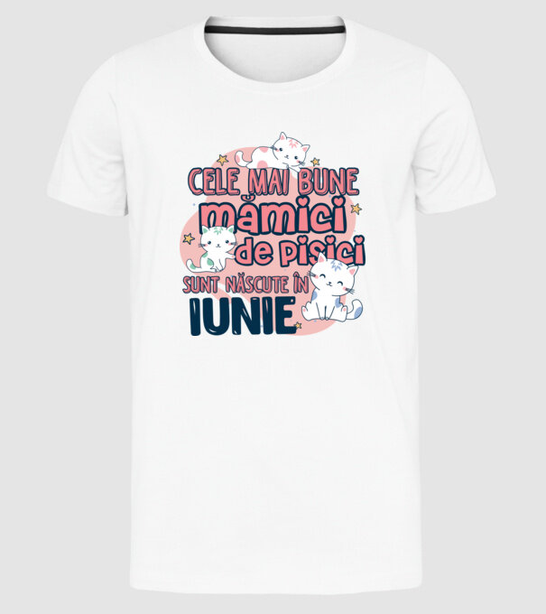 Cele mai bune mămici de pisici iunie model alb pe tricou