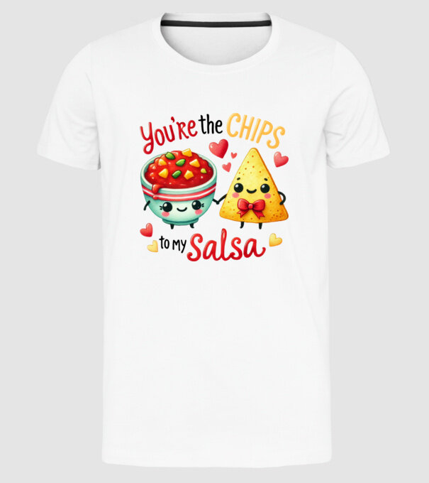 Chips to my Salsa model alb pe tricou