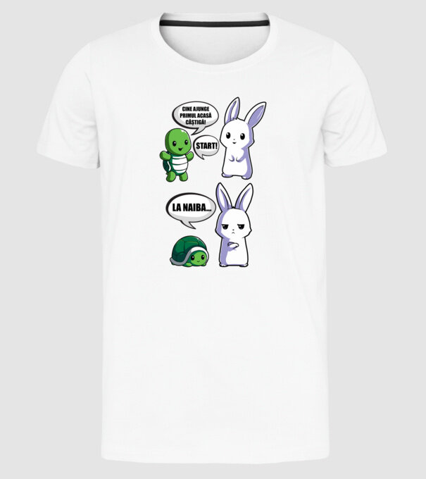 cine ajunge primul acasă câștigă! - start! - la naiba... model alb pe tricou