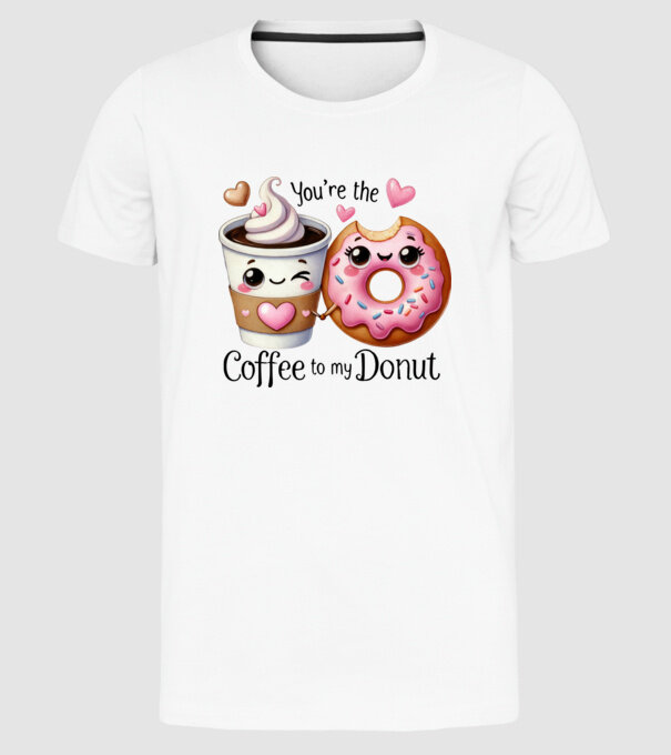 Coffee to my Donut model alb pe tricou