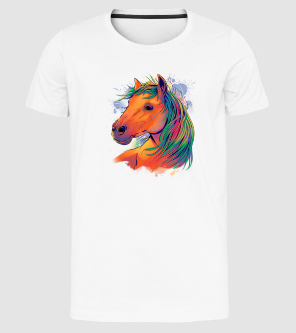 Colorful Horse model alb pe tricou