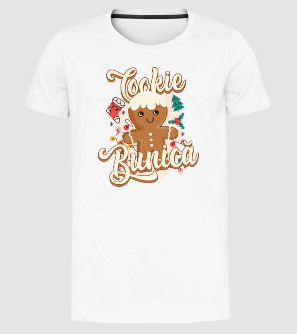 Cookie bunică model alb pe tricou