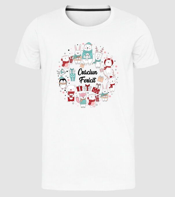 Crăciun Fericit model alb pe tricou