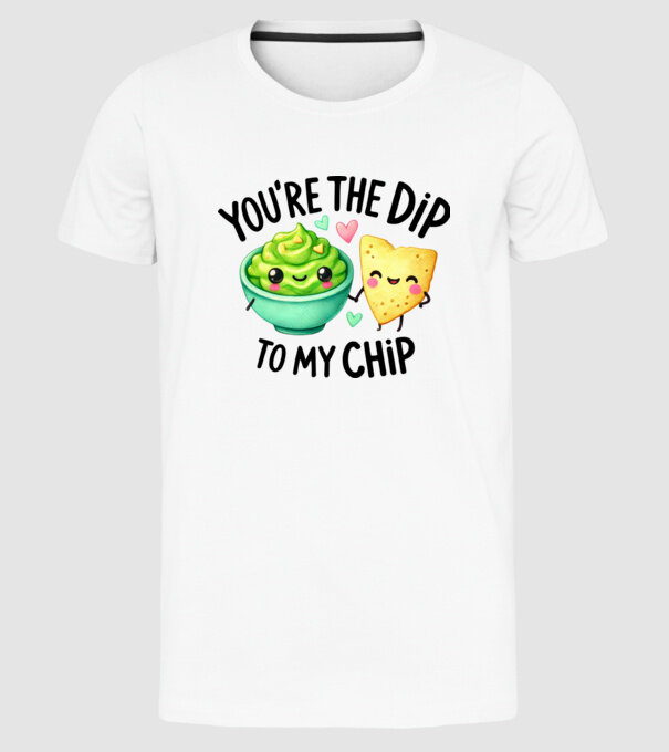 Dip to my Chip model alb pe tricou