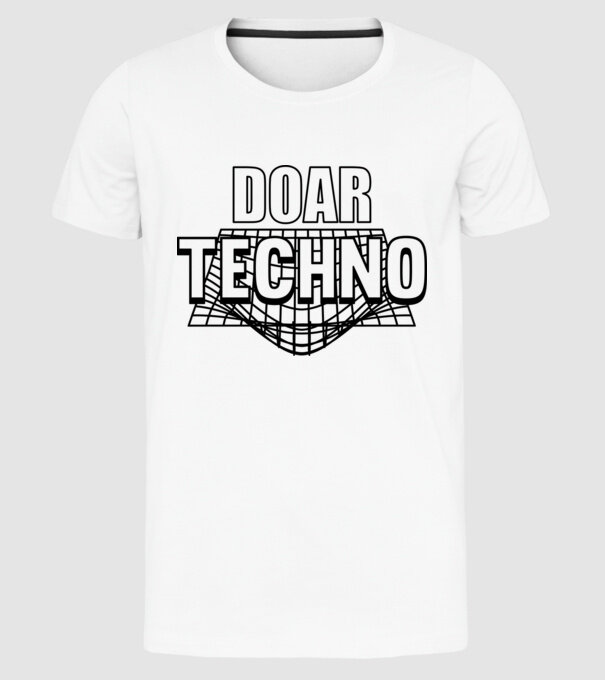 Doar techno model alb pe tricou