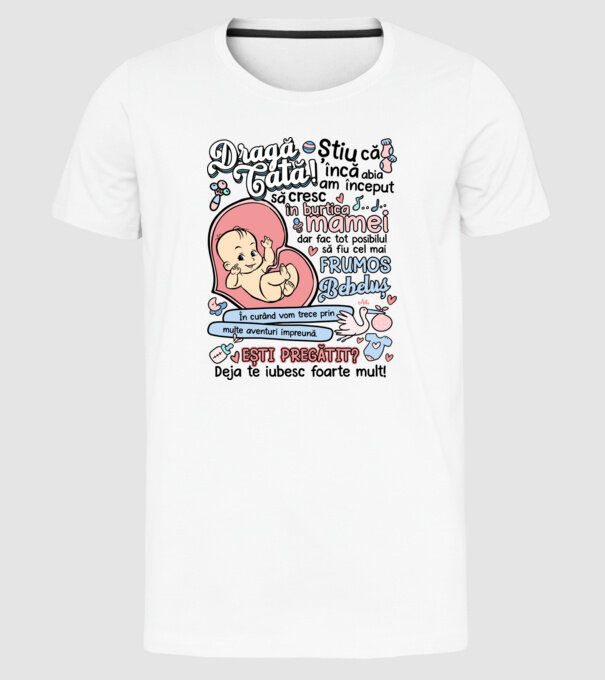 Dragă tată model alb pe tricou