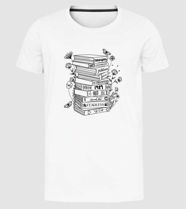 Eras tour books model alb pe tricou