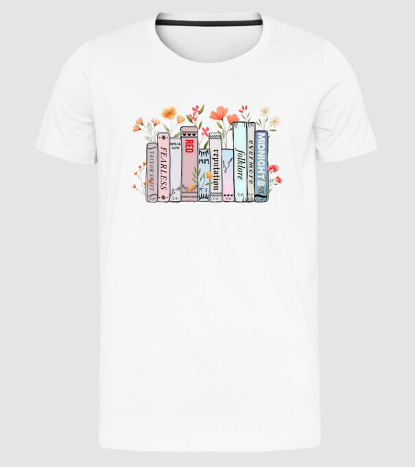 Eras tour books color model alb pe tricou