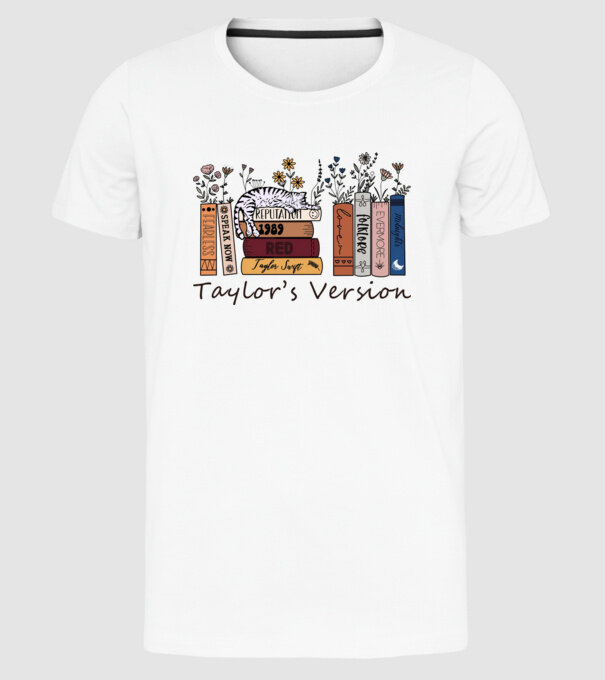 Eras tour books color cat model alb pe tricou
