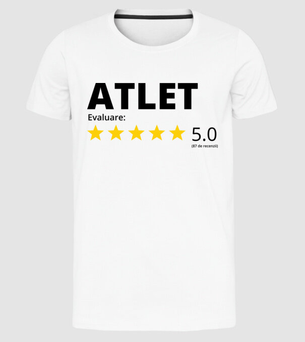 Evaluare 5 ATLET model alb pe tricou